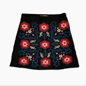 Boho floral embroidery skirt